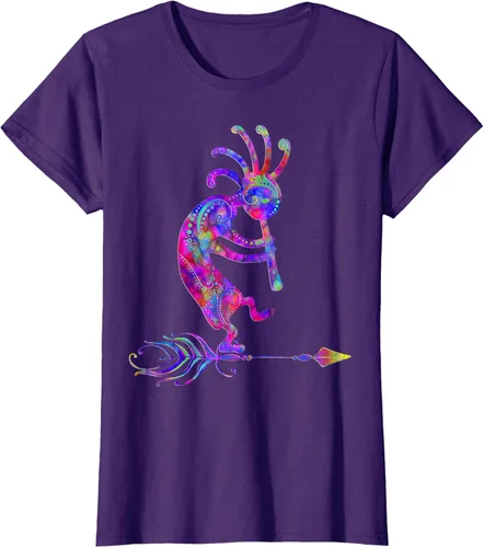 Vista 13 de Native American Kokopelli With Feather 2 - Camiseta Fan Fun, Negro, S