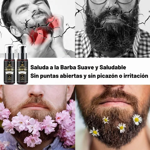 Vista 6 de FULLLIGHT TECH Kit de cuidado de barba para hombre, 2 unidades, champú de aceite de argán y aceites de jojoba, extracto de romero para un