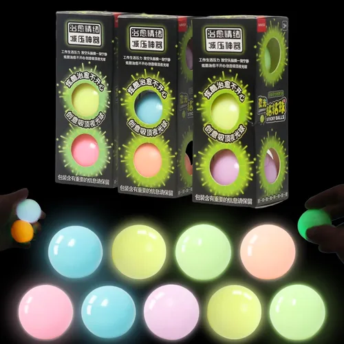 Vista 9 de 3 piezas de 2.4 pulgadas Bolas Lumi, Bolas de Ensueño, Bolas Adhesivas que Brillan en la Oscuridad que se Pegan al Techo, Aliviadores de Estrés