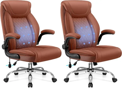 Vista 14 de BestGlory Silla de oficina ejecutiva con soporte lumbar, silla de escritorio ergonómica grande y alta, silla de cuero cómoda con respaldo alto