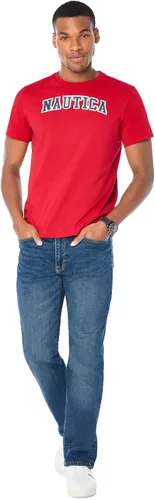 Vista 4 de Nautica - Camiseta de manga corta para hombre, 100% algodón, serie náutica con estampa gráfica Rojo náutico