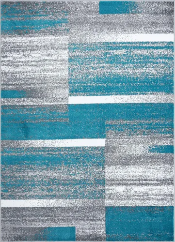 Vista 2 de LUXE WEAVERS Lagos Collection 9248 - Alfombra geométrica Art Deco turquesa de 2 x 3 pulgadas Pelo mediano, resistente a las manchas