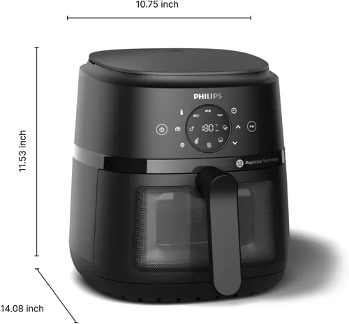 Vista 3 de Philips Freidora de aire serie 2000 – Sartén de 4.4 cuartos de galón (4.2 L), 13 funciones de cocción, tecnología RapidAir, cocción saludable con un