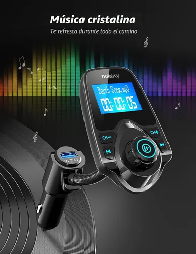 Vista 5 de [versión más reciente LED transmisor FM], Nulaxy transmisor de radio FM inalámbrico por Bluetooth para el coche, Negro