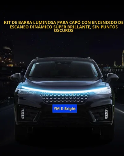 Vista 5 de YM E-Bright - Tira de luz LED para capó, 59 pulgadas, escaneo dinámico azul hielo DRL 12 V, 1 juego Flexible IP68 Waterproof Scan-Start Day Time