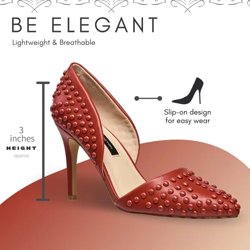 Vista 3 de French Connection Forever - Zapatos de tacón alto para mujer, puntiagudos y cerrados, zapatos de vestir con tachuelas