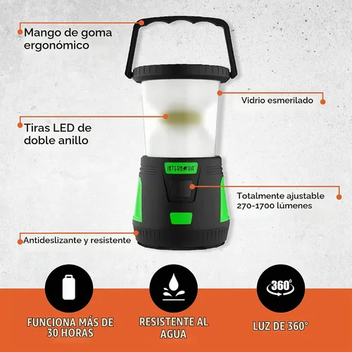 Vista 2 de Internova Linterna LED de camping de 2000 lúmenes, linterna de batería de mayor duración, alimentada y operada con control de luz infinito de 360