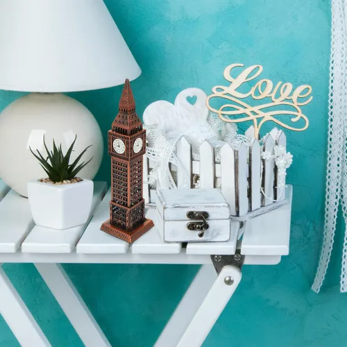 Vista 5 de Veemoon Figura pequeña del Big Ben, decoración de metal del Big Ben, modelo de torre de reloj de Londres, modelo retro del Reino Unido, adorno