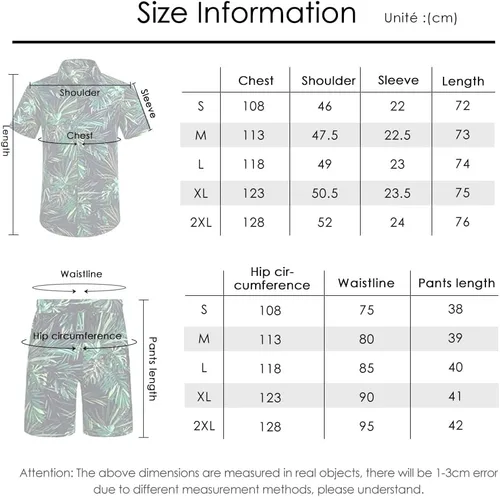 Vista 7 de AOTORR Conjunto hawaiano de 2 piezas para hombre, trajes de chándal florales, camisas casuales de manga corta y pantalones cortos, trajes