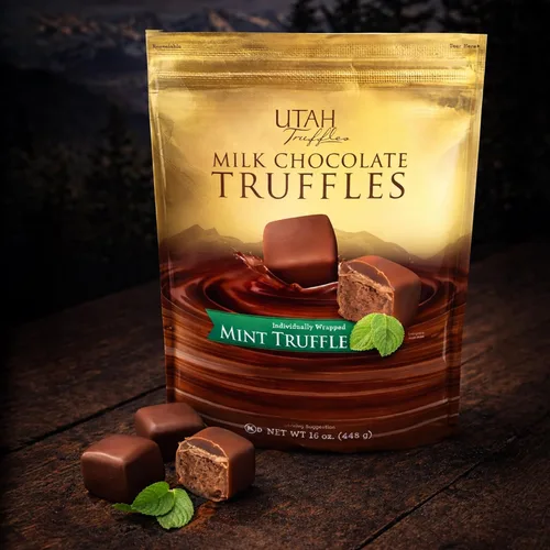 Vista 7 de Utah Truffles - Caramelo de trufa de chocolate con leche y menta, bolsas