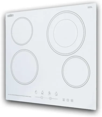 Vista 4 de Summit CR4B23T6W - Placa eléctrica de 24 pulgadas con 4 quemadores, 230 voltios, compatible con ADA, color blanco