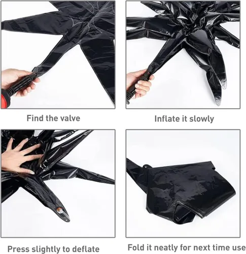 Vista 4 de 6 Globos de Papel de Aluminio con Forma de Estrella Negra de Una Pieza, Globo de Estrella de 14 Puntas 4D Cono Starburst de Mylar de 22 Pulgadas 22