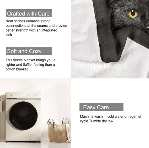 Vista 6 de HommomH Manta de gato negro para mujeres y niñas, regalos amantes de los gatos, manta de forro polar suave para sofá cama, acogedora decoración