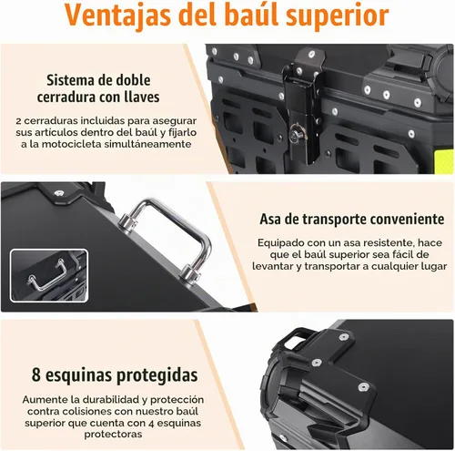 Vista 4 de Caja Superior de Motocicleta de 55L con Panel Molle Caja Superior Universal para Motocicletas Adecuada para Guardar Cascos y Equipaje