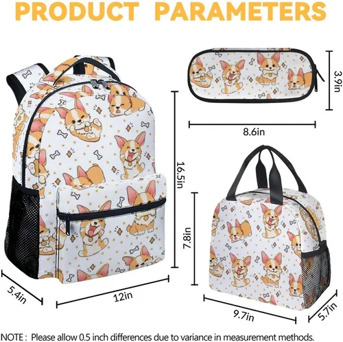 Vista 4 de Linda mochila Corgi, mochila escolar de 16 pulgadas con correas ajustables, duradera, ligera, mochila escolar