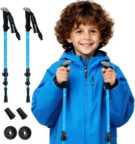 Vista 8 de 2 Pack Kids Hiking Poles, Walking Stick for Trekking or Walking A-Kids-verde claro