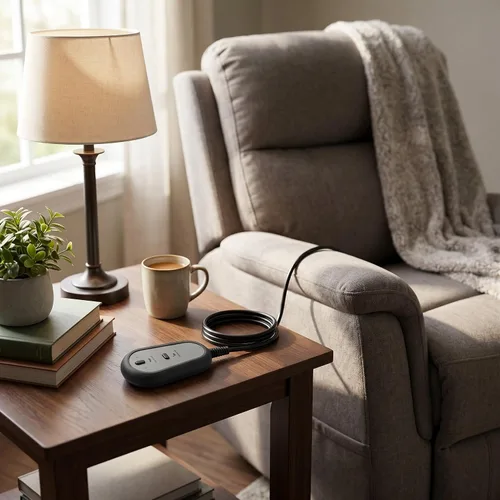 Vista 3 de Jiawu Mando a distancia con 2 botones y 8 pines, control de mano para silla elevadora, sofá eléctrico universal, reemplazo para silla elevadora