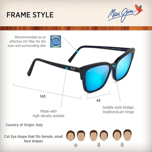 Vista 6 de Maui Jim Women's Kou Polarized Cat Eye Sunglasses