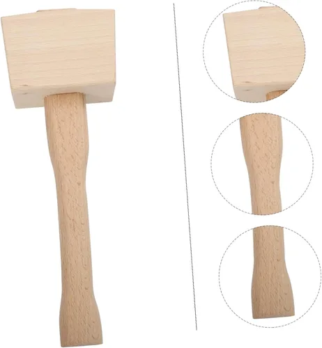 Vista 3 de TEHAUX Martillo de carpintero de madera portátil, herramienta de mano de mazo, acabado liso para carpintería, martillo tallado, herramienta