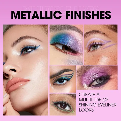 Vista 2 de Delineador de ojos líquido multicromo, delineador de ojos brillante con purpurina metálica, de larga duración, delineador de ojos colorido