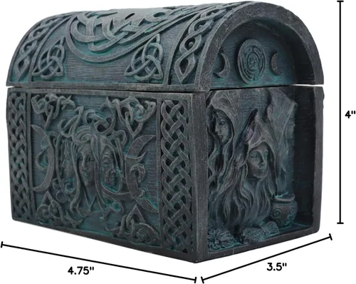 Vista 10 de Ebros Celta Triple Diosa Madre Doncelta Crone - Joyero decorativo con Trinity Triune Knotwork Wicca Witchcraft Accent 4.75 pulgadas de ancho