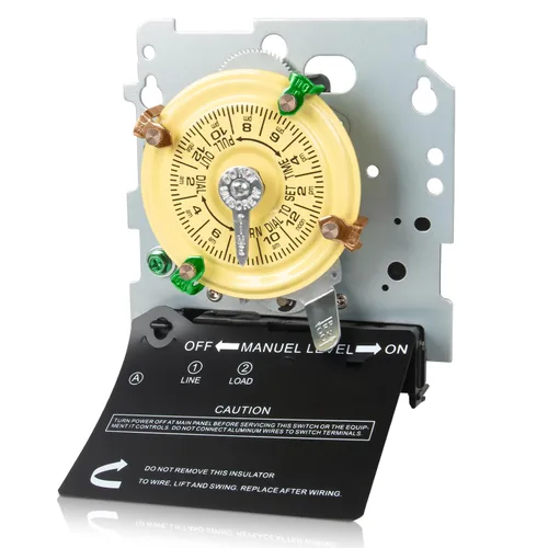 Vista 9 de Interruptor de temporizador mecánico T101, 120 V 40 A SPST, 2 HP para temporizador de luz exterior, calentador de agua, HVAC y bomba de piscina, 12
