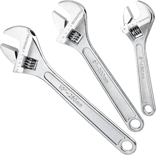 Vista 18 de WORKPRO - Llave ajustable de 4 pulgadas de servicio pesado con escala imperial y métrica, llave premium de acero Cr-V, cromada