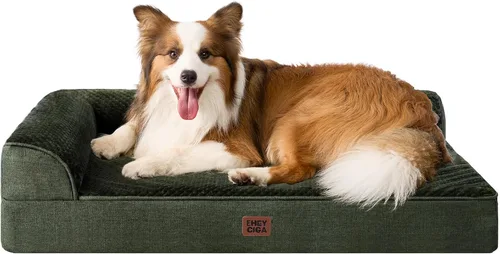 Vista 22 de EHEYCIGA - Cama ortopédica para perros de tamaño mediano, cama de espuma viscoelástica para perros, color beige Small Dog Sofa with Washable