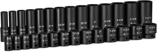Vista 8 de Capri Tools Juego de llaves de vaso de impacto superficial y profundo, métricas, de 10 a 1.063 in, 36 piezas con riel de aluminio Billet