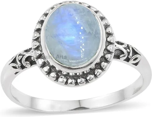 Vista 33 de Anillo de plata de ley 925 para mujer, anillo único de gema ovalada hecho a mano