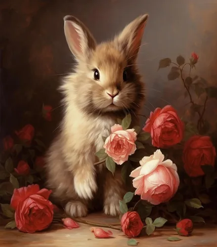 Vista 9 de ZMHZMY Kit de pintura al óleo por números para adultos, principiantes, conejo y flores, pintura en lienzo por números, manualidades para decoración