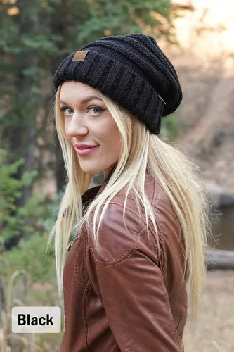 Vista 3 de Gorro Funky Junque exclusivo para mujer, gorro holgado de gran tamaño, gorro cálido de punto acanalado