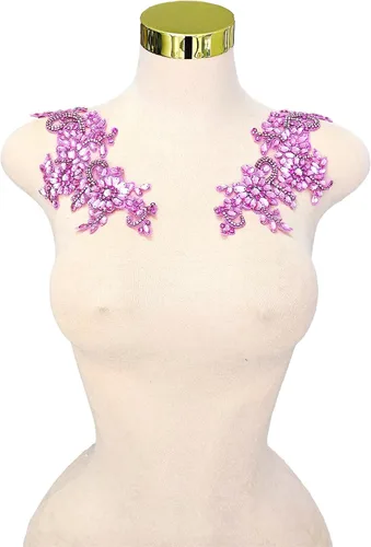 Vista 48 de Parches de cristal hechos a mano con cuentas de encaje de diamantes de imitación para accesorios de ropa de vestir (S1-champán)