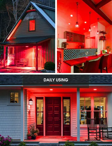 Vista 5 de Bombillas de inundación rojas LOHAS PAR38, luz LED roja brillante para Navidad al aire libre equivalente a 120W, bombilla de porche de 18 vatios