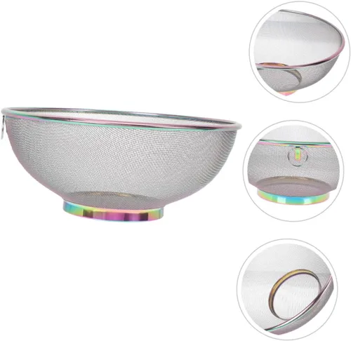 Vista 6 de NUOBESTY Colador de cocina de malla fina de acero inoxidable para lavar frutas, verduras y granos, filtro de alimentos para un drenaje eficiente