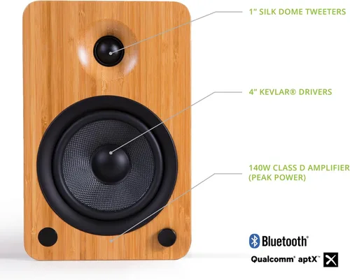 Vista 2 de Kanto YU4BAMBOO Altavoces Amplificados con Bluetooth y Preamplificador de Phono Integrado Modo de Espera Automático y Encendido Control Remoto