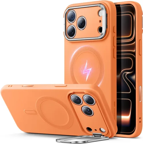 Vista 22 de ESR Funda para iPhone 14 Pro Max, Compatible con Funda de Silicona MagSafe con Soporte, Protección de Grado Militar, Soporte Integrado para Guardar