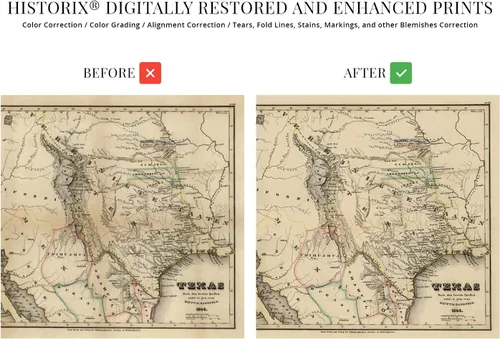Vista 3 de HISTORIX Mapa vintage de Texas 1846, mapa vintage de Texas de 18 x 24 pulgadas, mapa antiguo del estado de Texas, mapa histórico de Texas, mapa