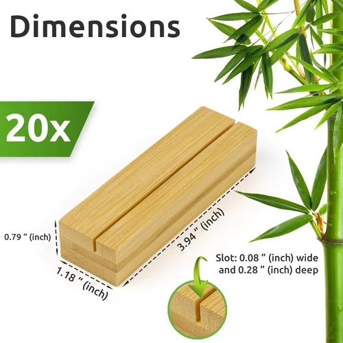 Vista 4 de ECENCE 20 soportes de madera para tarjetas de lugar, soportes para números de mesa, soporte de tarjeta de madera, soporte para tarjetas de nombre