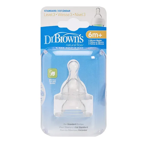 Vista 3 de Dr. Brown's Paquete de 8 pezones estándar de nivel de flujo natural 3