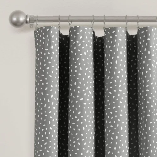 Vista 2 de Lush Decor Pixie Fox Geo - Panel de cortina opaca para ventana, panel individual, 52 pulgadas de ancho x 84 pulgadas de largo, gris oscuro, cortinas