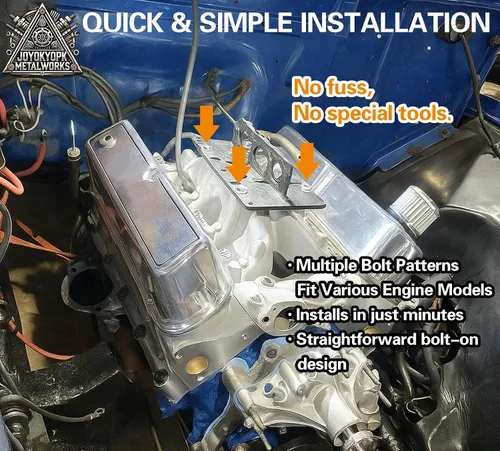 Vista 8 de LS Placa elevadora de motor SBC BBC compatible con Ford 2,4 barriles de diámetro extendido Carb placa de elevación universal del motor, negro