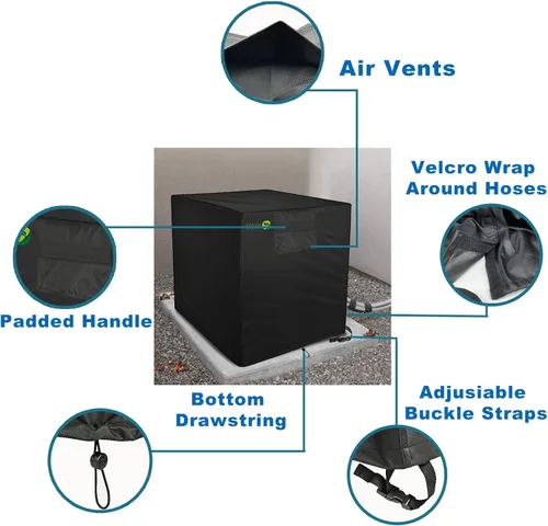 Vista 3 de YOUHO Cubierta de aire acondicionado para unidades exteriores, cubierta de CA duradera, tela resistente al agua, diseño resistente al viento