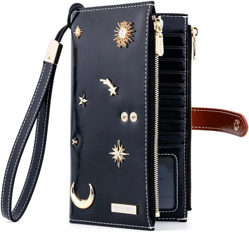 Vista 18 de ANDOILT - Cartera de cuero genuino para mujer con bloqueo RFID para tarjeta de crédito con cremallera
