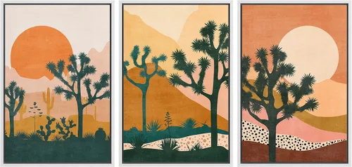Vista 21 de MUDECOR Lienzo enmarcado para pared, juego de arte de acuarela pastel, bosque de pinos, naturaleza silvestre, ilustraciones modernas, decorativas