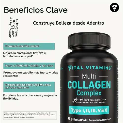 Vista 4 de Vital Vitamins Multi-colágeno 150 ct + complejo antioxidante de astaxantina 60