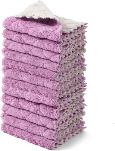 Vista 10 de kimteny Paquete de 12 Paños de Cocina, Paños de Cocina Premium de 10x10 Pulgadas, Toallas de Cocina Súper Absorbentes de Terciopelo Coral Paños