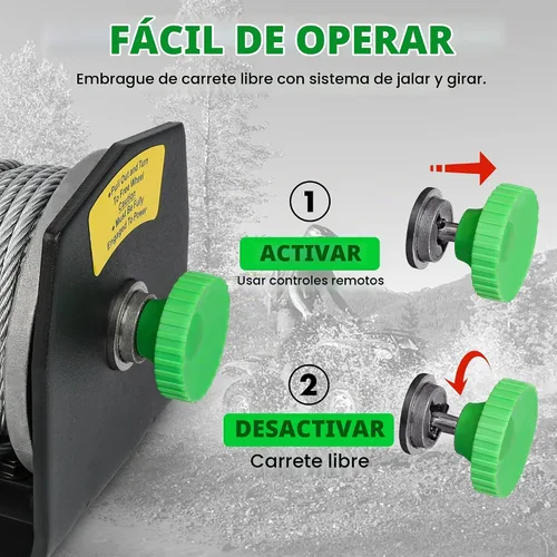 Vista 5 de Cabrestante eléctrico ATV/UTV de 2500 libras, cabrestante de cable de acero impermeable de 12 V, cabrestante eléctrico con control remoto con cable
