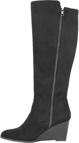 Vista 3 de Style & Co. Wynterr - Botas altas de cuña de gamuza sintética para mujer, color negro, 8.5 M (B,M), Negro