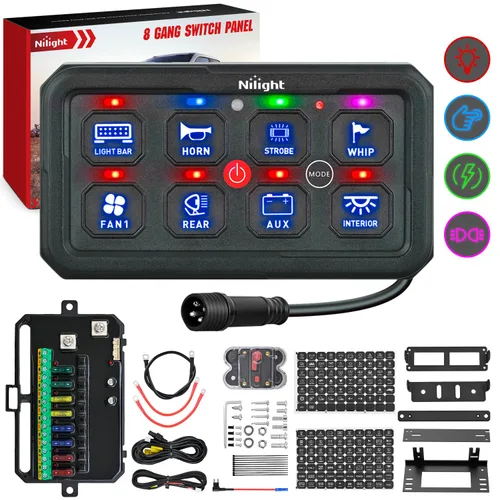 Vista 17 de Nilight Sistema de relé de control de circuito azul 12V 24V del panel